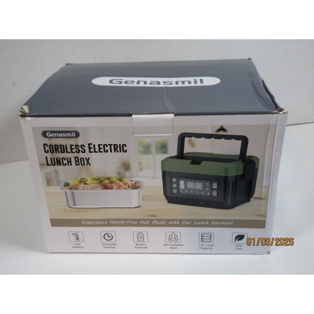 Genasmil Cordless Electric Lunch Box TCR01A 1200ML Battery Powered BPA Free